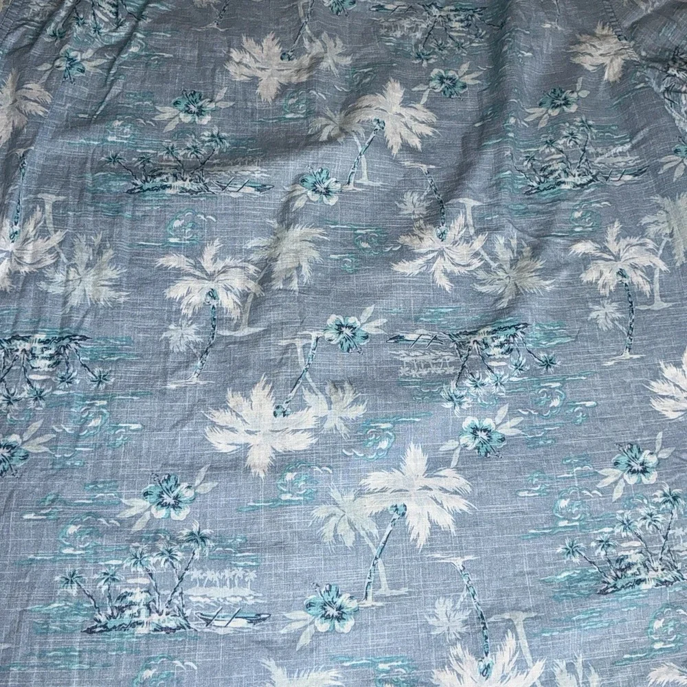 George Mens Hawaiian Shirt 2XL Blue Short Sleeve Button Down 100% Cotton‎